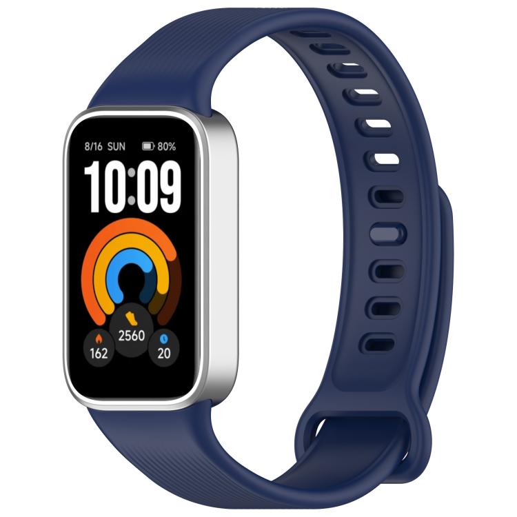 Vertical Stripe Reverse Buckle Solid Color Silicone Watch Band, For Xiaomi Smart Band 11 Active