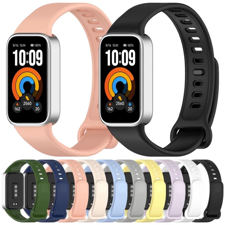 Vertical Stripe Reverse Buckle Solid Color Silicone Watch Band, For Xiaomi Smart Band 11 Active