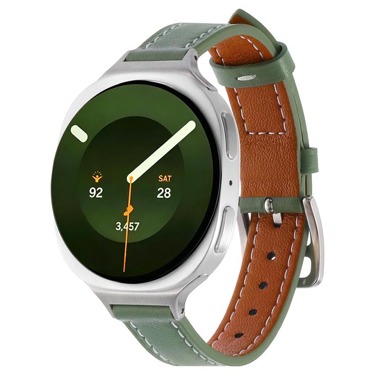 Slim Plain Genuine Leather Watch Band, For Galaxy Watch9 / 8 / 8 Classic