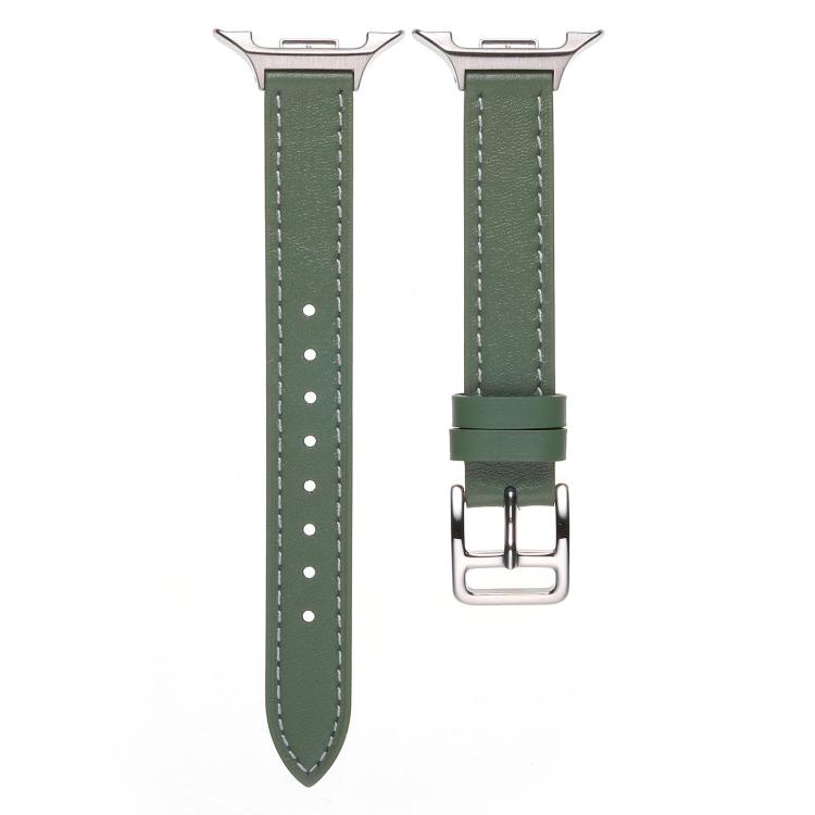 Slim Plain Genuine Leather Watch Band, For Galaxy Watch9 / 8 / 8 Classic