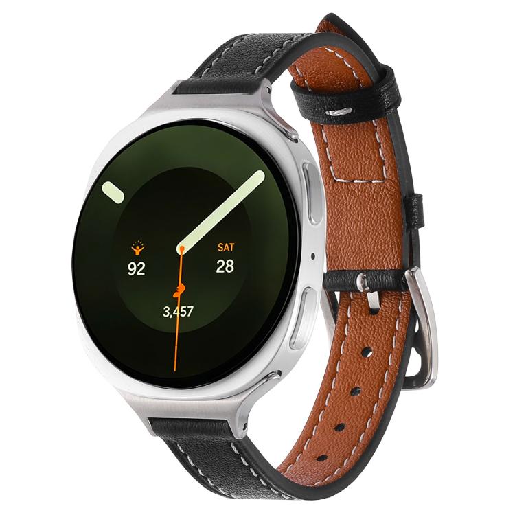 Slim Plain Genuine Leather Watch Band, For Galaxy Watch9 / 8 / 8 Classic