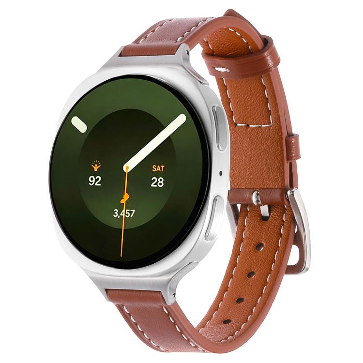 Slim Plain Genuine Leather Watch Band, For Galaxy Watch9 / 8 / 8 Classic