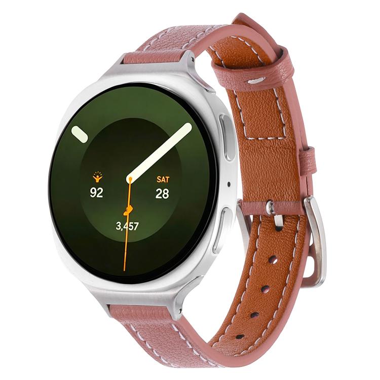 Slim Plain Genuine Leather Watch Band, For Galaxy Watch9 / 8 / 8 Classic