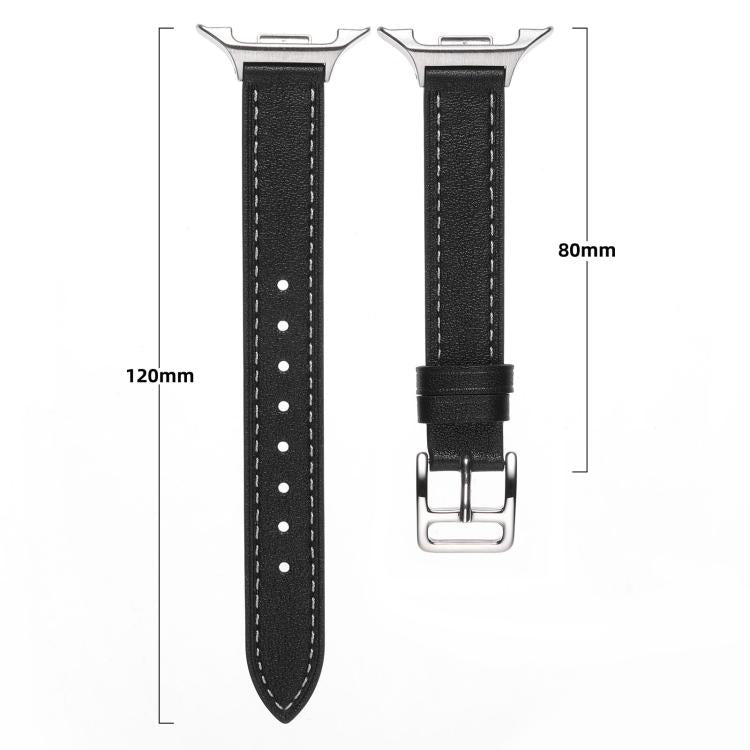 Slim Plain Genuine Leather Watch Band, For Galaxy Watch9 / 8 / 8 Classic