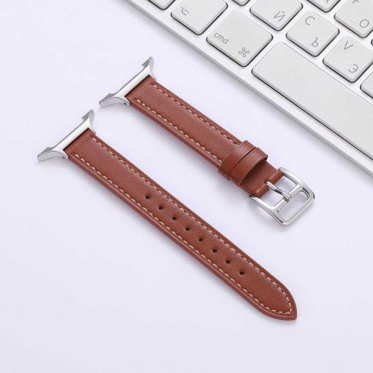 Slim Plain Genuine Leather Watch Band, For Galaxy Watch9 / 8 / 8 Classic
