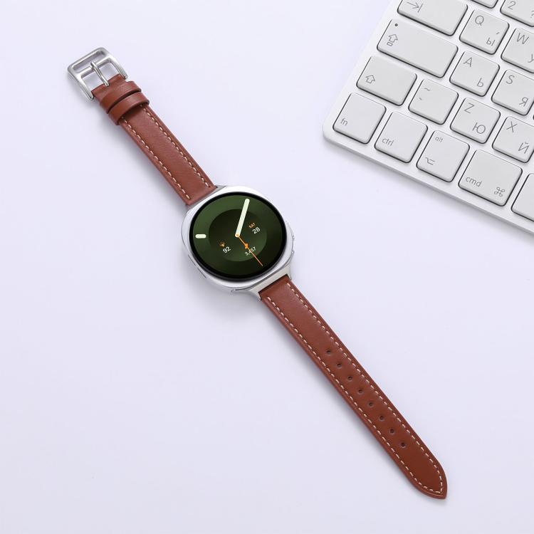 Slim Plain Genuine Leather Watch Band, For Galaxy Watch9 / 8 / 8 Classic