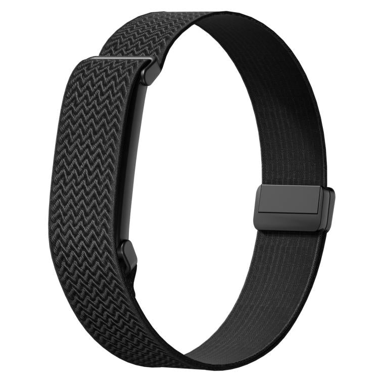 Metal Frame Magnetic Clasp Wave Pattern Elastic Nylon Arm Band, For Google Fitbit Air