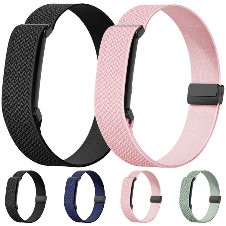 Metal Frame Magnetic Clasp Wave Pattern Elastic Nylon Arm Band, For Google Fitbit Air