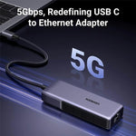 Adattatore Ethernet UGREEN CM848 35921 USB-C a RJ45 da 5 Gbps con scocca in lega di alluminio, CM848-35921