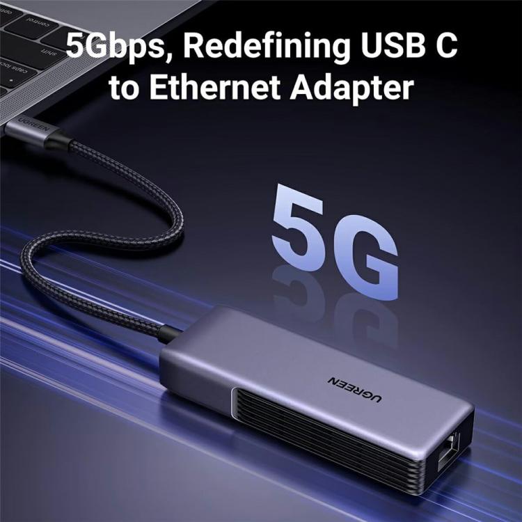 Adattatore Ethernet UGREEN CM848 35921 USB-C a RJ45 da 5 Gbps con scocca in lega di alluminio, CM848-35921