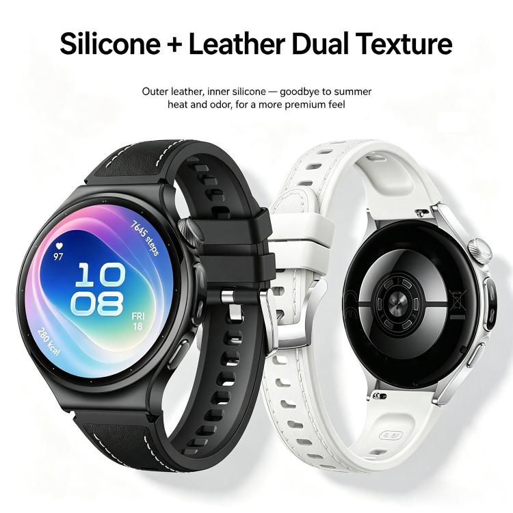 Microfiber Leather Hybrid Silicone Watch Band, 18mm