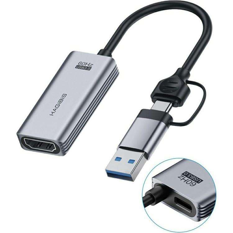 HAGIBIS UHC07P 100W PD Charging Adapter USB 3.0 HD Video Capture Card