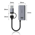 HAGIBIS UHC07P 100W PD Charging Adapter USB 3.0 HD Video Capture Card