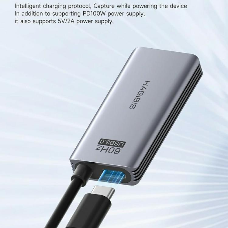 HAGIBIS UHC07P 100W PD Charging Adapter USB 3.0 HD Video Capture Card