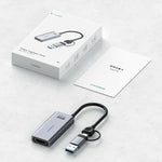 HAGIBIS UHC07P 100W PD Charging Adapter USB 3.0 HD Video Capture Card