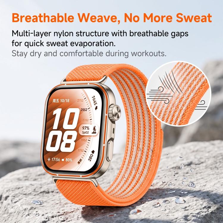 Airy Mixed Nylon Loop Metal Connector Watch Band, For Huawei Watch Fit 5 Pro / Fit 5 / Fit 4