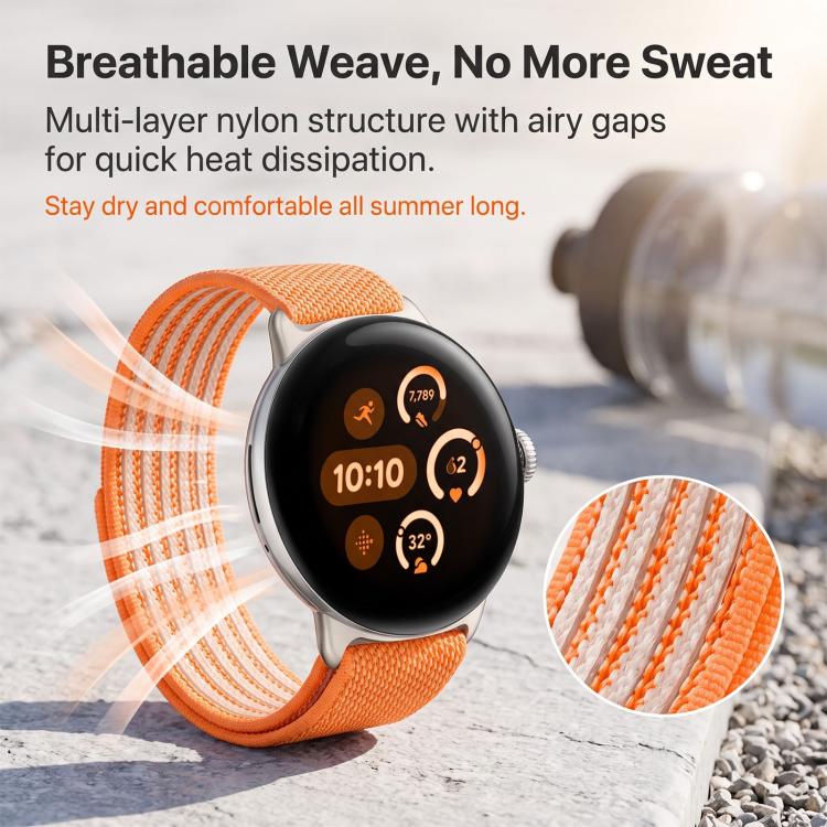 Airy Mixed Nylon Loop Metal Connector Watch Band, For Google Pixel Watch 5 / 4 / 3 / 2 / 1 41mm, For Google Pixel Watch 5 / 4 / 3 45mm