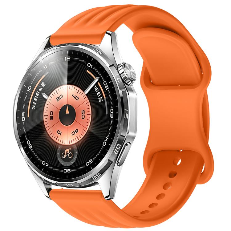 Wave-Textured Butterfly Clasp Solid Color Silicone Watch Band, 22mm, 20mm