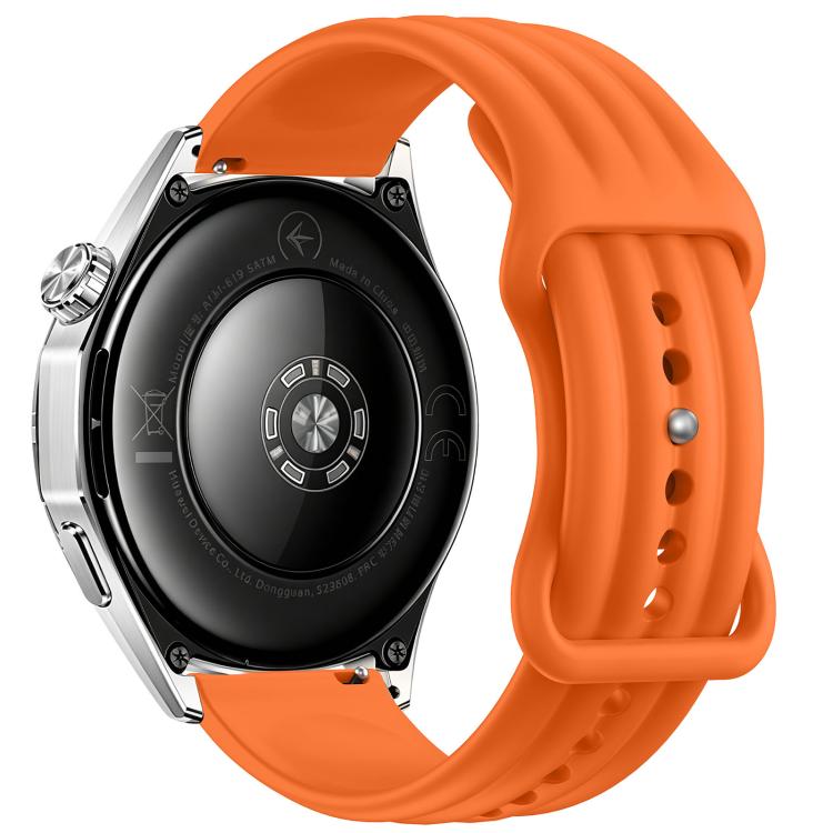 Wave-Textured Butterfly Clasp Solid Color Silicone Watch Band, 18mm