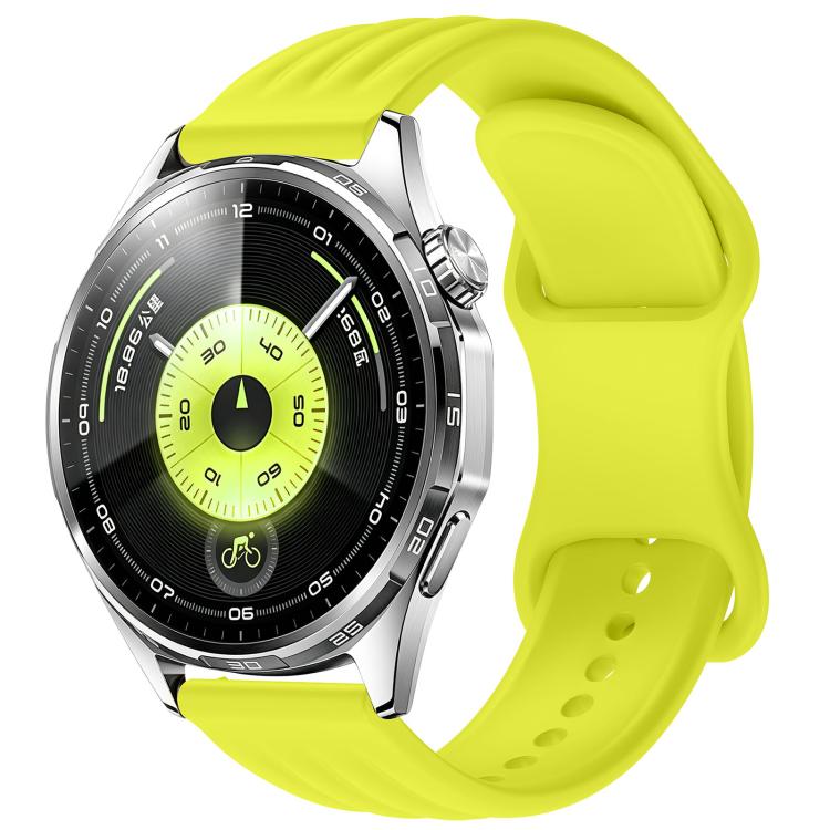 Wave-Textured Butterfly Clasp Solid Color Silicone Watch Band, 18mm