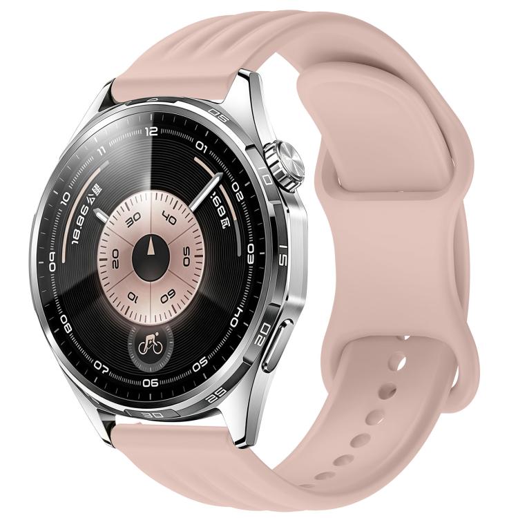 Wave-Textured Butterfly Clasp Solid Color Silicone Watch Band, 18mm