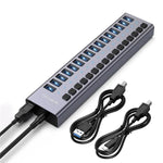 ACASIS HS-716 16-Port USB3.2 HUB 10Gbps Aluminum Splitter with 96W Power Adapter, HS-716