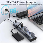 ACASIS HS-716 16-Port USB3.2 HUB 10Gbps Aluminum Splitter with 96W Power Adapter, HS-716
