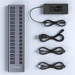 ACASIS HS-716 16-Port USB3.2 HUB 10Gbps Aluminum Splitter with 96W Power Adapter, HS-716