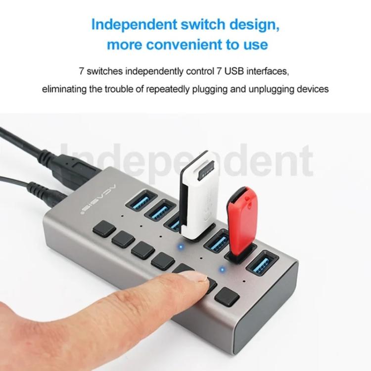 ACASIS HS-707MG 7-Ports USB3.0 HUB 5Gbps with Independent Switch, HS-707MG
