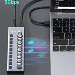 ACASIS HS-710MG 10-Port USB3.0 HUB 5Gbps with Independent Switches, HS-710MG