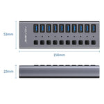 ACASIS HS-710MG 10-Port USB3.0 HUB 5Gbps with Independent Switches, HS-710MG
