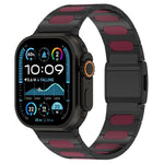 Magnetic Style Alloy Hybrid Silicone Watch Band, For Apple Watch 46mm / 49mm / 45mm / 44mm, For Apple Watch 42mm / 41mm / 40mm / 38mm