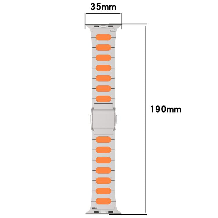 Magnetic Style Alloy Hybrid Silicone Watch Band, For Apple Watch 46mm / 49mm / 45mm / 44mm, For Apple Watch 42mm / 41mm / 40mm / 38mm