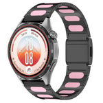 Magnetic Style Alloy Hybrid Silicone Watch Band, 22mm