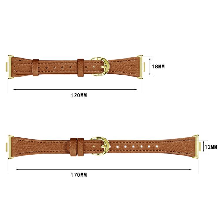 Slim Lychee-Textured Genuine Leather Watch Band, For Huawei Watch Fit 5 Pro / Fit 5 / Fit 4