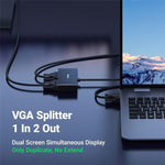 UGREEN 40254 Splitter VGA da 1 a 2, alimentato via Micro USB, adattatore per doppio monitor