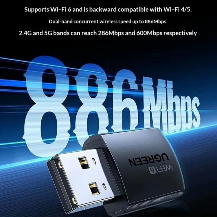UGREEN CM762 35264 Dual Band USB-A Wireless Network Card USB WiFi 6 AX900 Adapter