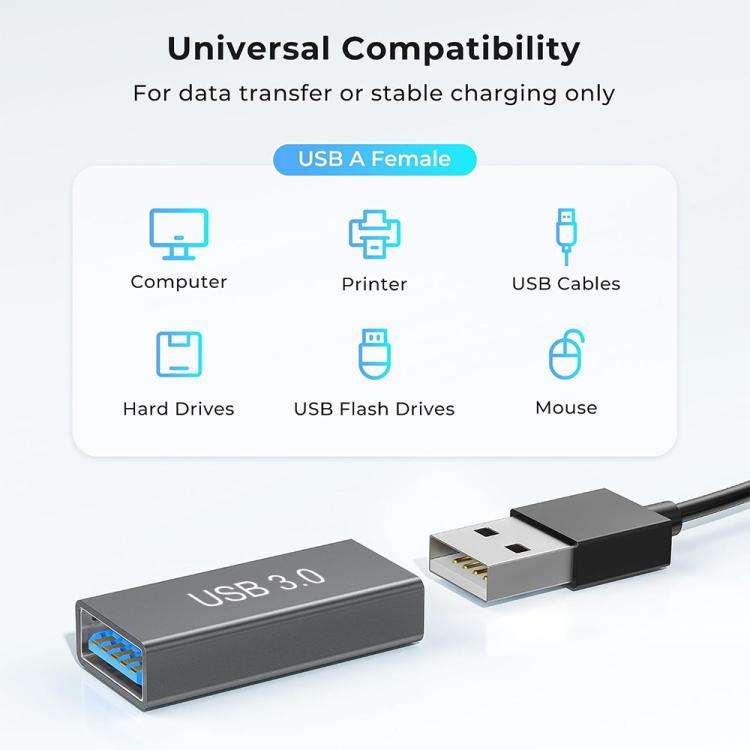 ENKAY ENK-AT138 Aluminium Alloy USB 3.0 Female to Female Data Adapter Converter 5Gbps Transmission, 1 PC, 2 PCS