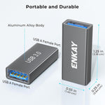 ENKAY ENK-AT138 Aluminium Alloy USB 3.0 Female to Female Data Adapter Converter 5Gbps Transmission, 1 PC, 2 PCS