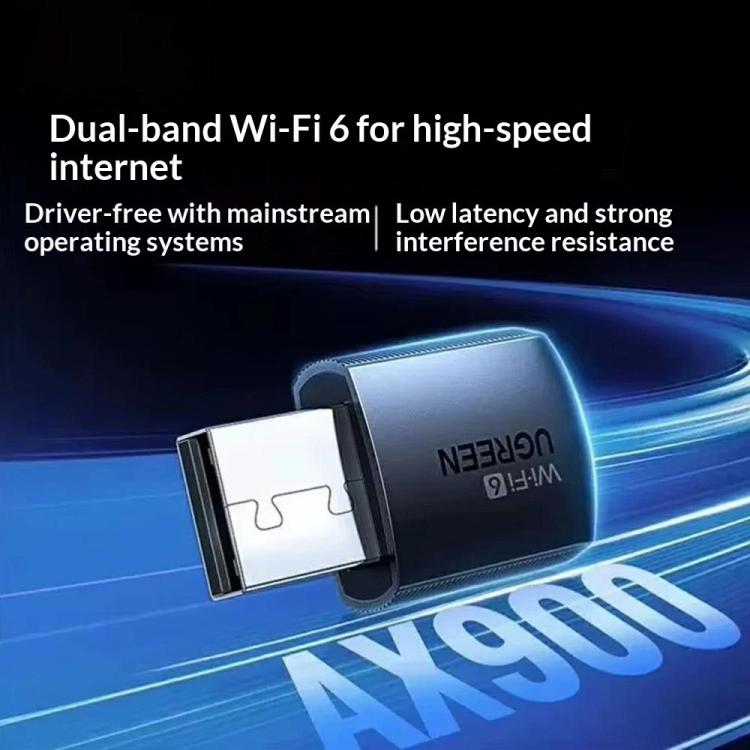 UGREEN CM762 35264 USB WiFi6 AX900 Dual Band USB Network Card Desktop Laptop