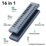 ACASIS HB16Pro Individual Switches 16-Port USB 3.2 Hub with 96W 12V / 8A Adapter, HB16Pro
