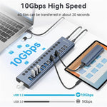 ACASIS HB16Pro Individual Switches 16-Port USB 3.2 Hub with 96W 12V / 8A Adapter, HB16Pro