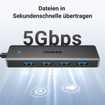 UGREEN 25851 Cavo da 15 cm, hub USB-A a 4 porte USB 3.0, 5 Gbps, 25851