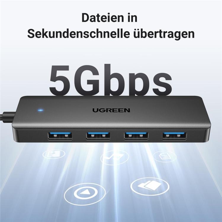 UGREEN 25851 Cavo da 15 cm, hub USB-A a 4 porte USB 3.0, 5 Gbps, 25851