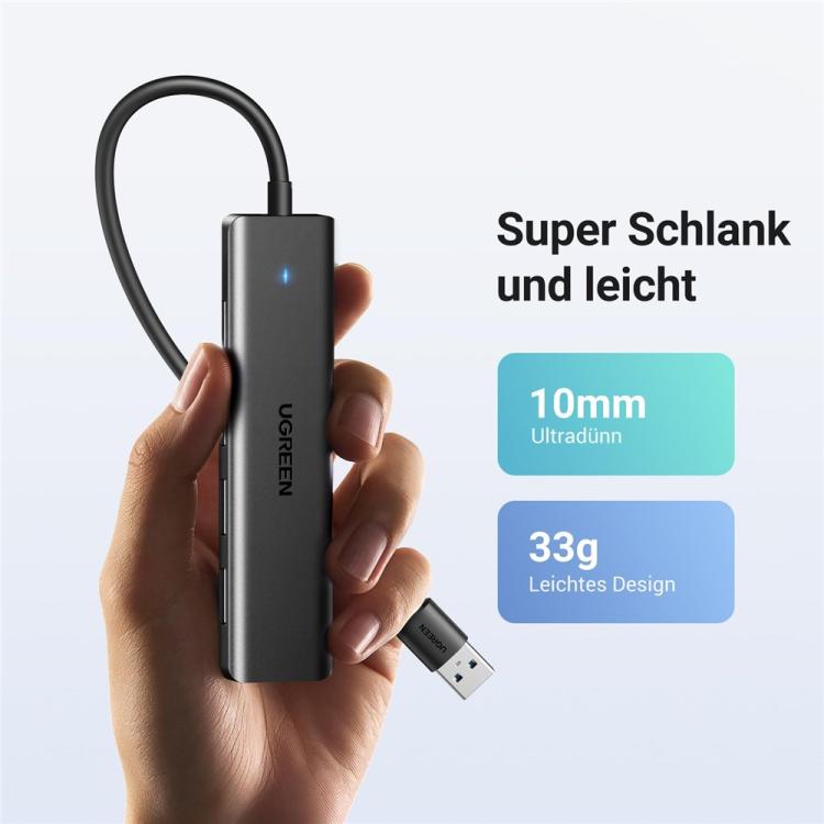 UGREEN 25851 Cavo da 15 cm, hub USB-A a 4 porte USB 3.0, 5 Gbps, 25851