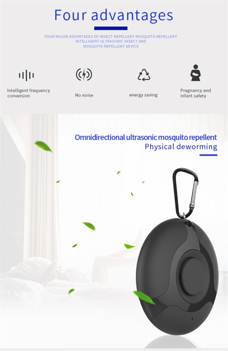 Repellente ultrasuoni zanzare ricaricabile USB 10-70m²