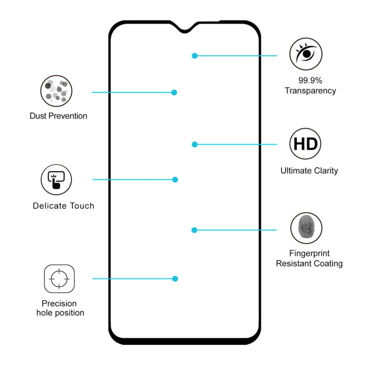 ENKAY Hat-prince Full Glue 0.26mm 9H 2.5D Pellicola a copertura totale in vetro temperato per, For Redmi Note 8 Pro, For Huawei Nova 5i Pro, For OPPO Realme X, For OPPO Reno Z, For OPPO Reno 10x zoom, For OPPO Reno, For VIVO X27 Pro, For VIVO X27