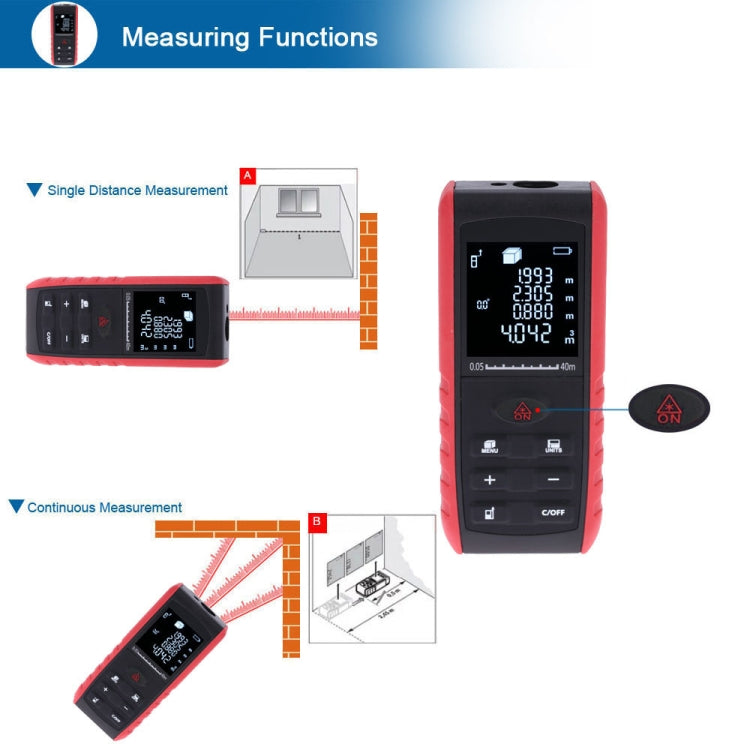 Telemetro laser portatile E40, portata 40 m e precisione ±1,5 mm - immagine 6