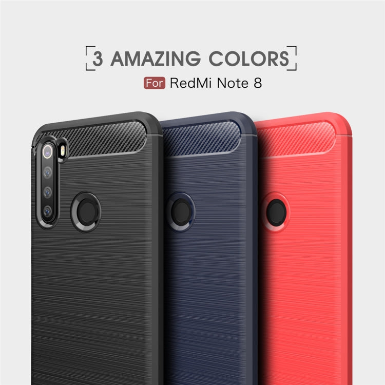 Per Xiaomi Redmi Note 8 Custodia in TPU in fibra di carbonio testurizzata spazzolata, For Redmi Note 8
