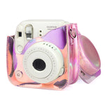 Borsa per fotocamera Richwell in PVC traslucido per Fujifilm Instax Mini 8 8+ 9 Custodia con tracolla sfumata rosa Shell